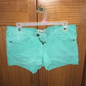 Low rise jean shorts (turquoise)
